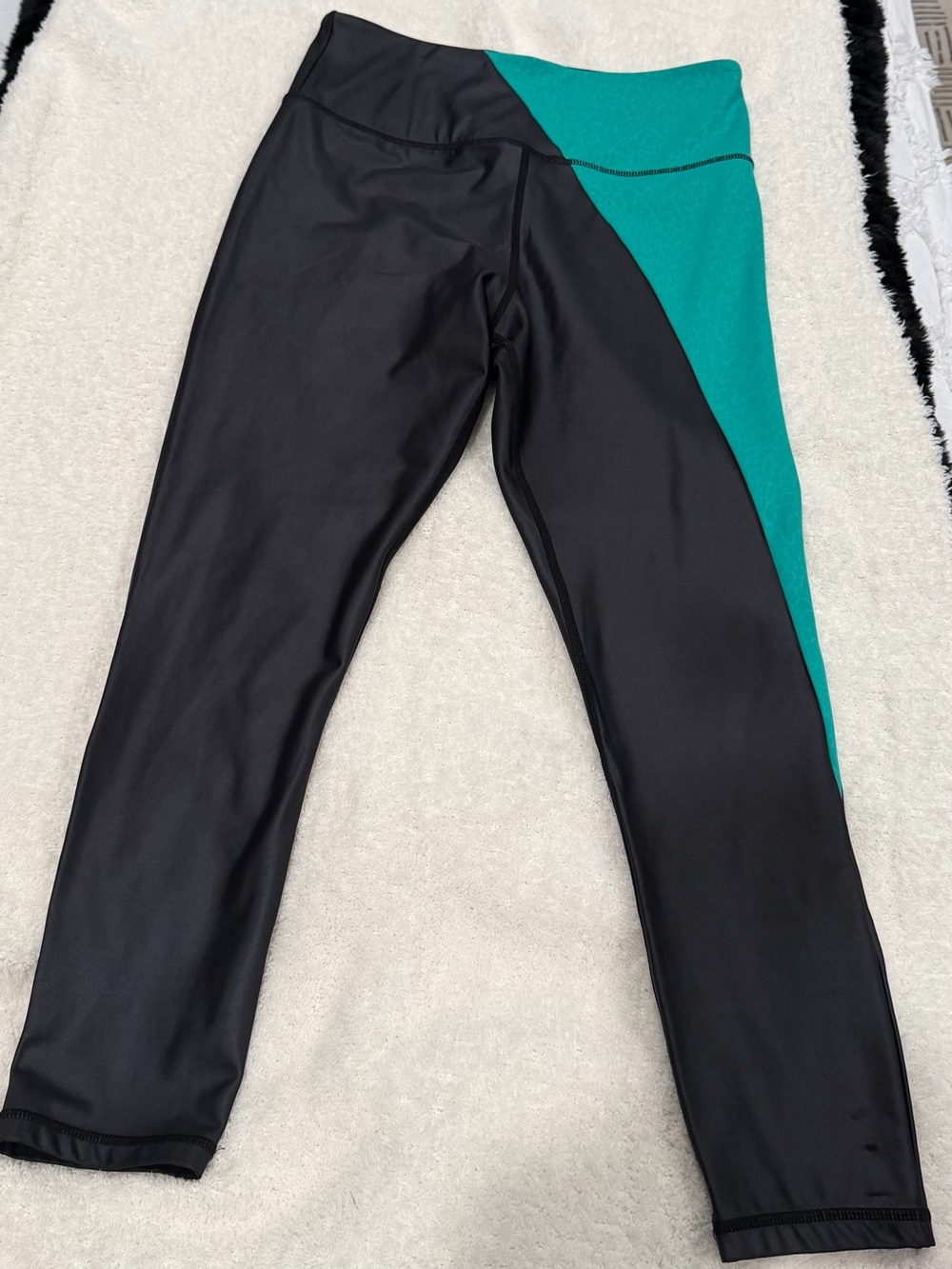 ZYIA Black and Teal High-Waist Leggings
